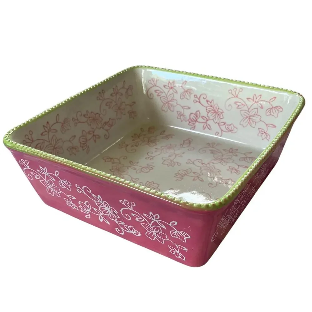 Temp-tations by Tara Square 1.5 Qt Baking Dish Floral Lace Oven Microwave Safe